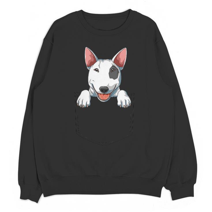 Bull Terrier Pocket Bull Terrier Peeking Out Pocket Unisex Sweatshirt