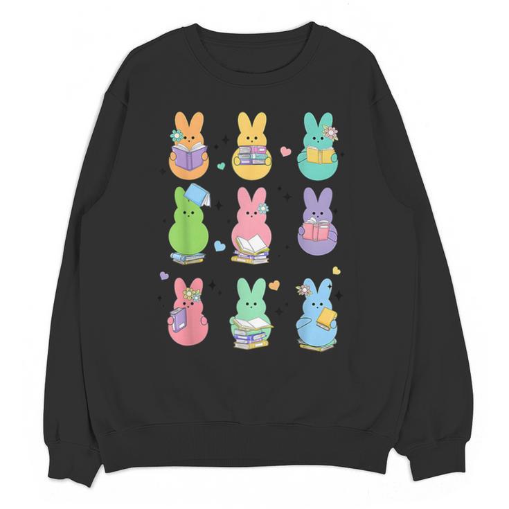 Bunny Reading Books Easter Day Librarian Teacher Book Unisex Sweatshirt