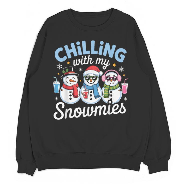 Chillin With My Snowmie Women Christmas Snowman Teacher Snow Unisex Sweatshirt