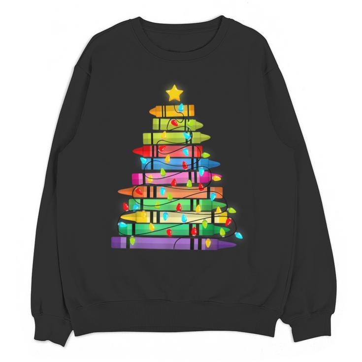 Christmas Tree Made Of Crayons School Teacher Life Student Unisex Sweatshirt