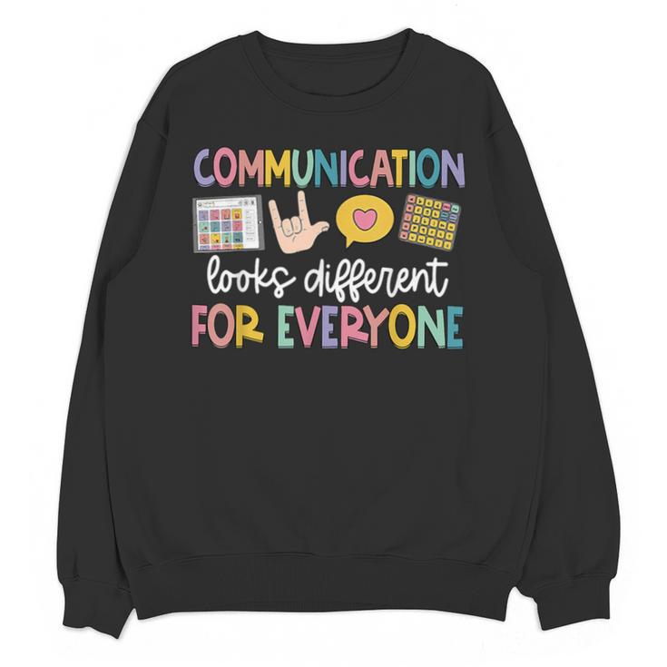Communication Looks Different Tee Shirt Kids -Adults Teacher Animal Print Small Short Sleeve Classic Fit Crew Neck Polyester 100 Unisex Sweatshirt