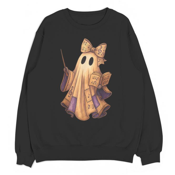 Coquette Music Note Patchwork Ghost Music Teacher Halloween Unisex Sweatshirt