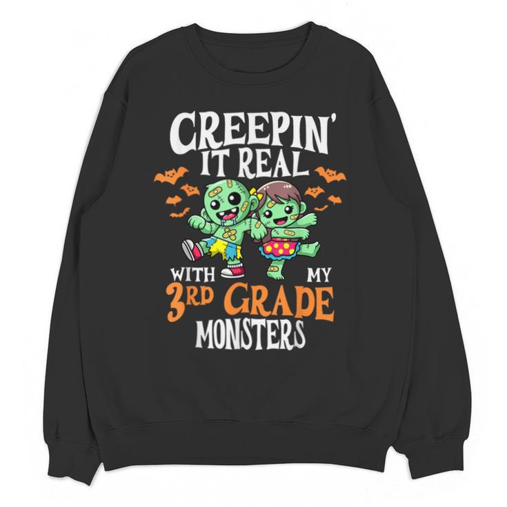 Creepin It Real Monster School 3rd Grade Teacher Halloween Unisex Sweatshirt