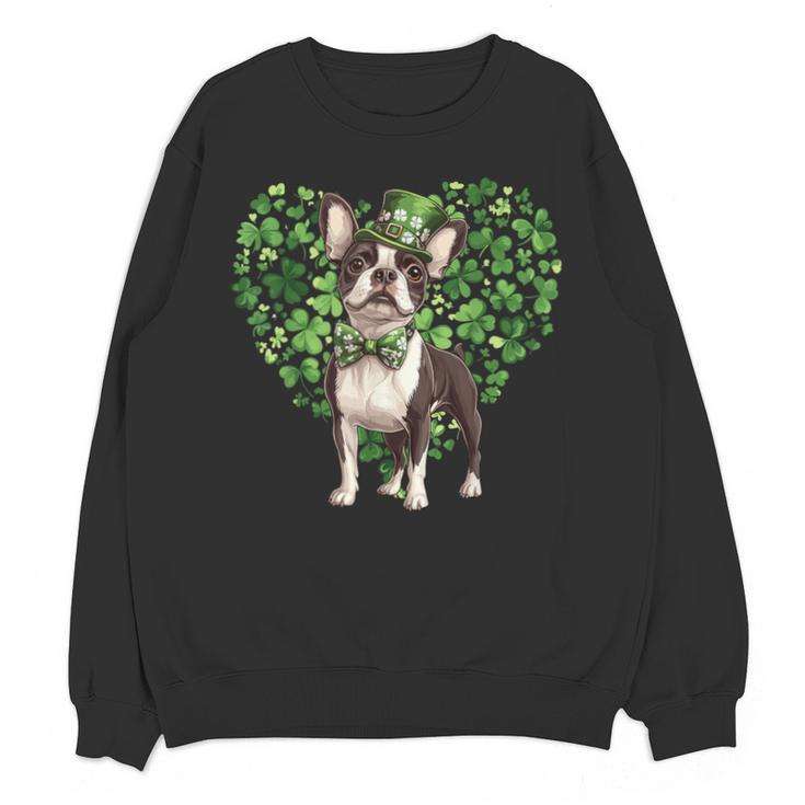 Cute Boston Terrier Shamrock St Patrick's Day Dog Lover Men Women Kids Unisex Sweatshirt