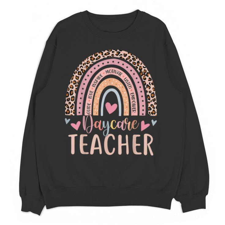 Cute Daycare Teacher Rainbow Leopard Print Childcare Worker Unisex Sweatshirt