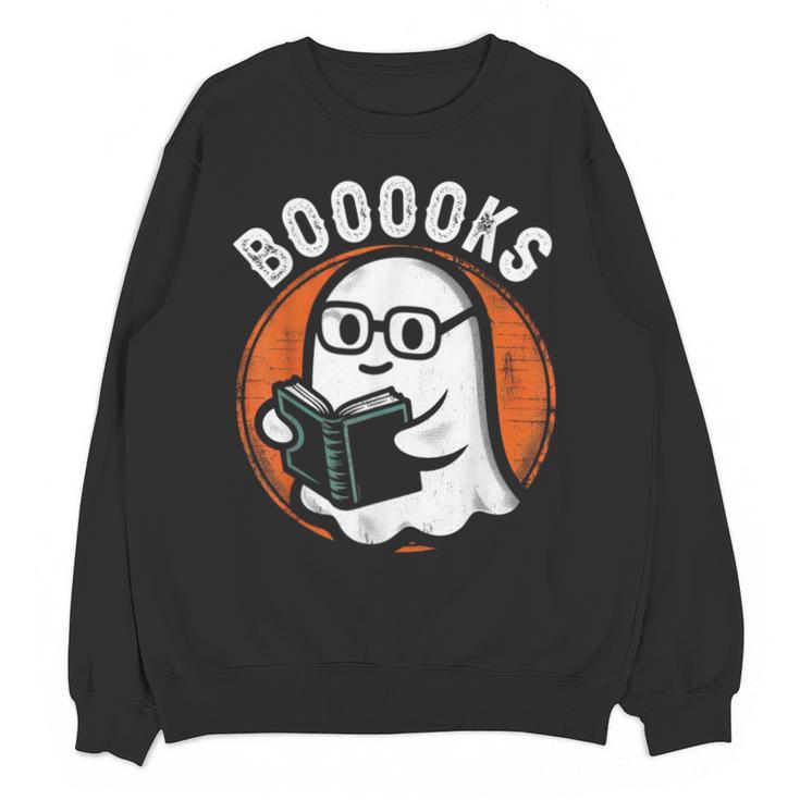 Cute Ghost Book Reading Books Lover Retro Halloween Teacher Unisex Sweatshirt