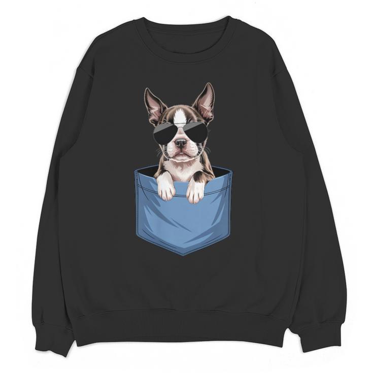 Cute Pocket Boston Terrier Lover Dog Mom Unisex Sweatshirt