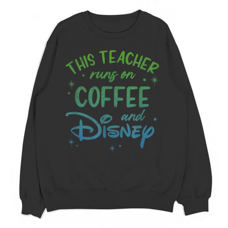 Disney This Teacher Runs On Coffee And Disney Gradient Logo Unisex Sweatshirt