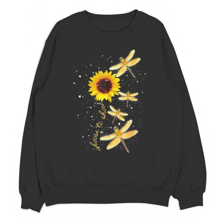 Dragonfly Sunflower Teacher Growth Mindset Choose To Shine Unisex Sweatshirt