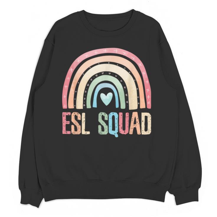 ESL Squad Teacher Crew Team Back To School English Rainbow Unisex Sweatshirt