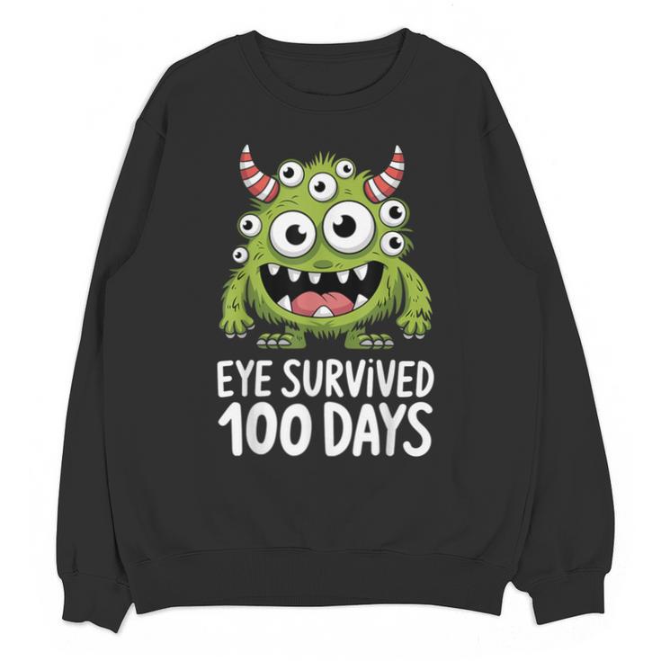 Eye Survived 100 Days Of School Monster Lover Teacher Kids Unisex Sweatshirt