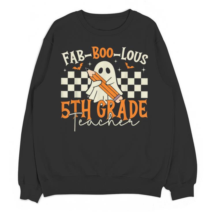 Fab Boo Lous 5th Grade Teacher Retro Ghost Spooky Halloween Unisex Sweatshirt