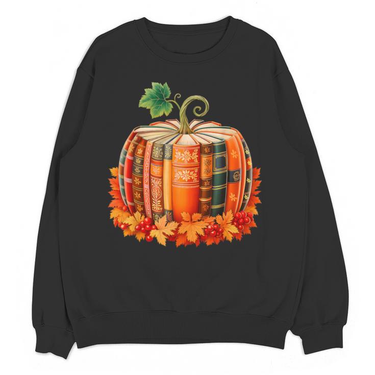 Fall Book Autumn Reading Teacher Halloween Pumpkin Season Unisex Sweatshirt