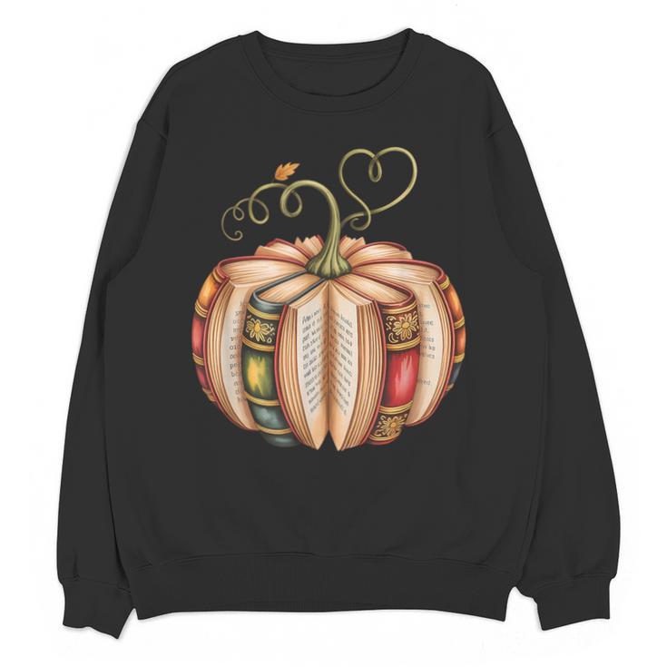 Fall Book Pumpkin Fall Librarians Bookworm Teachers Students Unisex Sweatshirt
