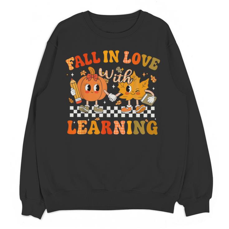Fall In Love With Learning Autumn Pumpkin Fall Teacher Kids Unisex Sweatshirt