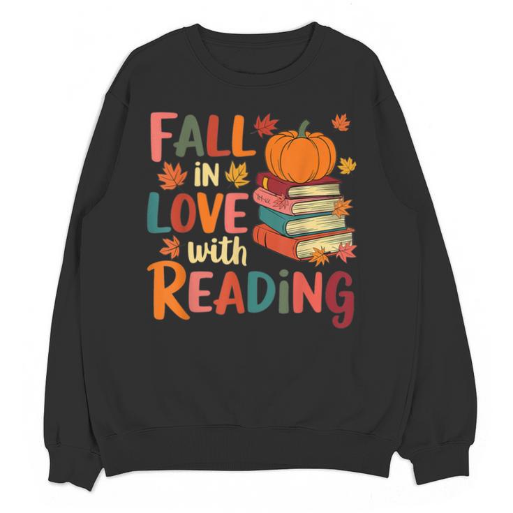 Fall In Love With Reading Autumn Thanksgiving Shirt Teacher Unisex Sweatshirt