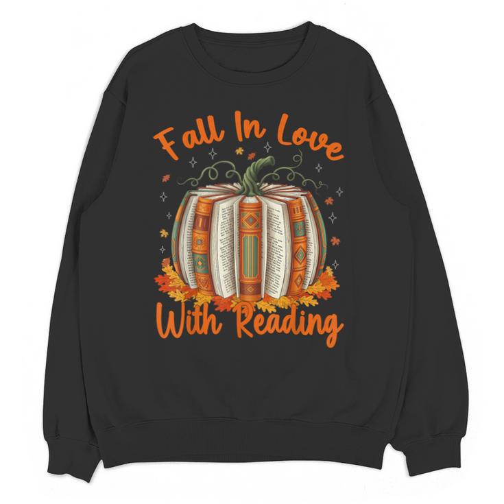 Fall In Love With Reading Pumpkin Autumn Librarians Teacher Unisex Sweatshirt