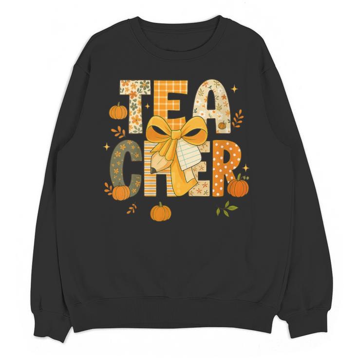 Fall Teacher Pumpkin Coquette Bow Autumn Classroom Unisex Sweatshirt