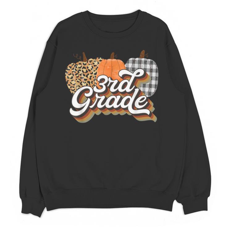 Fall Teacher Shirt 3rd Grade Teacher Retro Halloween Pumpkin Unisex Sweatshirt