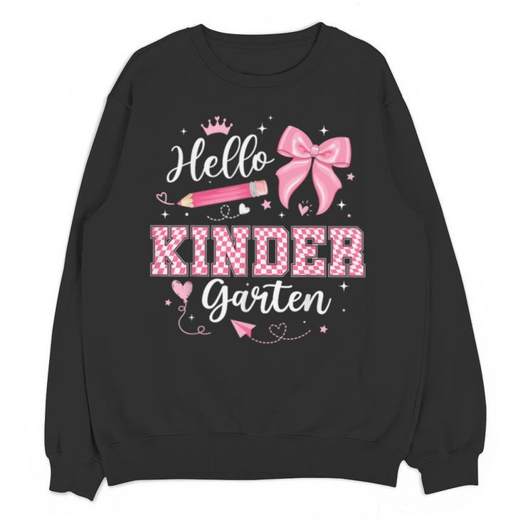 First Day Of School Teacher Girl Coquette Hello Kindergarten Unisex Sweatshirt