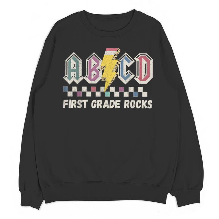 First Grade Rocks Teachers Back To School ABCD Rock Students Unisex Sweatshirt