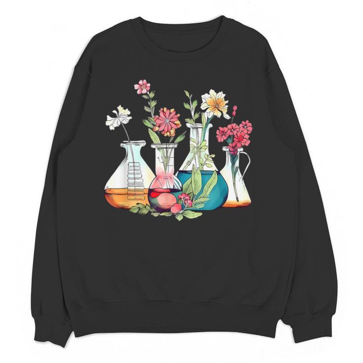 Floral Beakers Chemistry Lab Teacher Unisex Sweatshirt
