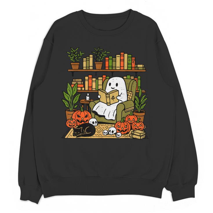 Ghost Library Reading Books Halloween Librarian Teacher Unisex Sweatshirt