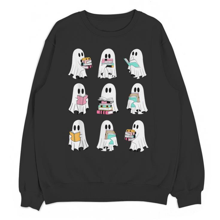 Ghost Reading Books Spooky Librarian Teacher Women Unisex Sweatshirt
