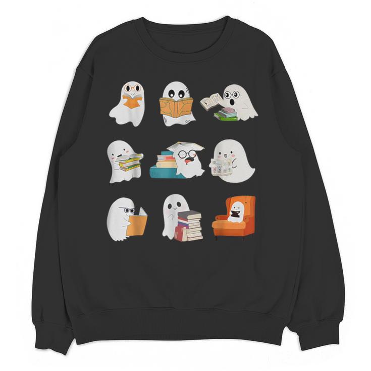 Ghost Reading Teacher Halloween Librarian Book Lover School Unisex Sweatshirt