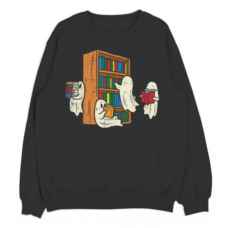 Ghosts Reading Books Teacher Halloween Librarian Boooks Unisex Sweatshirt
