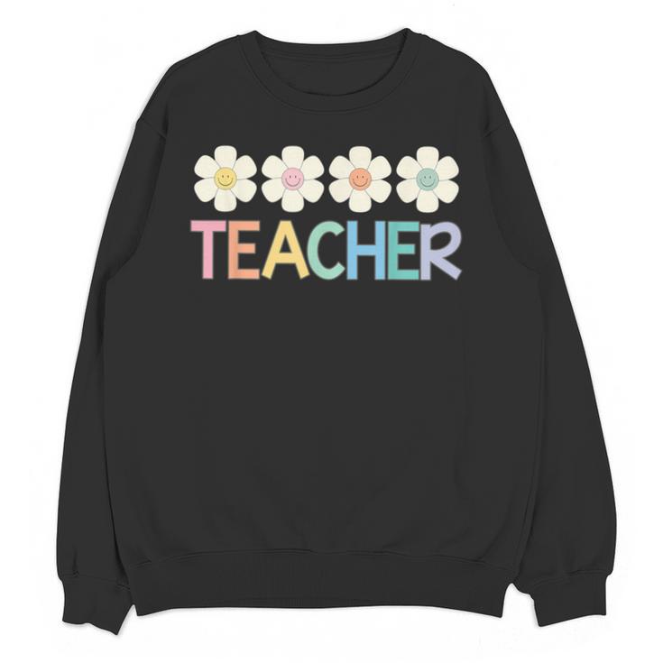 Groovy Teacher Cute Daisy Flower Retro Back To School Unisex Sweatshirt