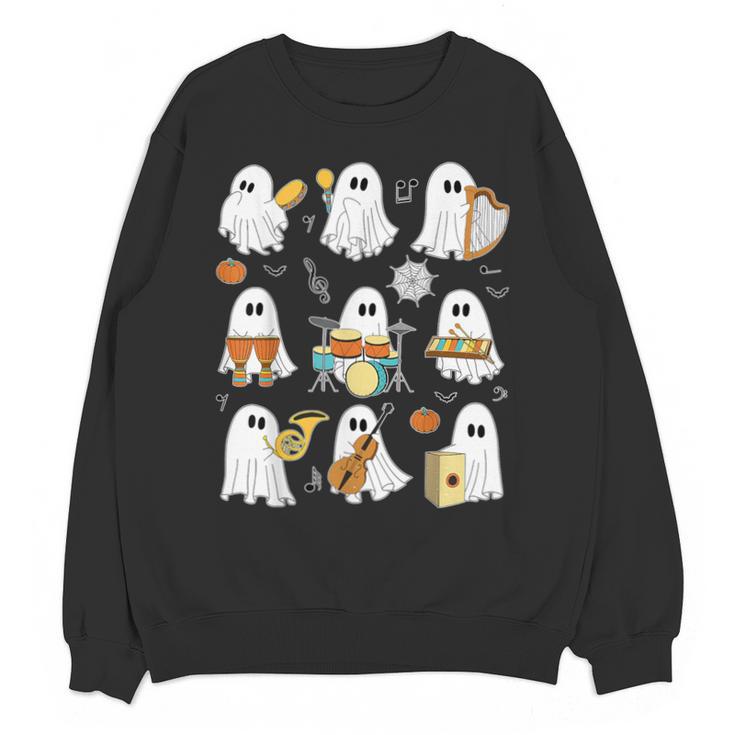 Halloween Ghost Music Teacher Playing Instruments Unisex Sweatshirt