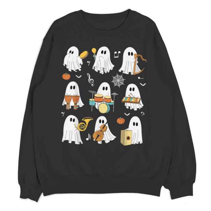 Halloween Ghost Playing Musical Instruments Music Teacher Unisex Sweatshirt