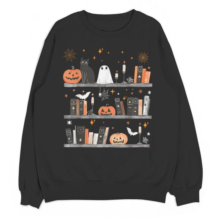 Halloween Library Ghost Books Teacher Spooky Trick Or Teach Unisex Sweatshirt