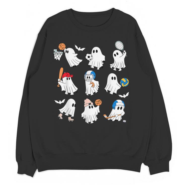 Halloween PE Teacher Ghost Playing Soccer Football Baseball Unisex Sweatshirt