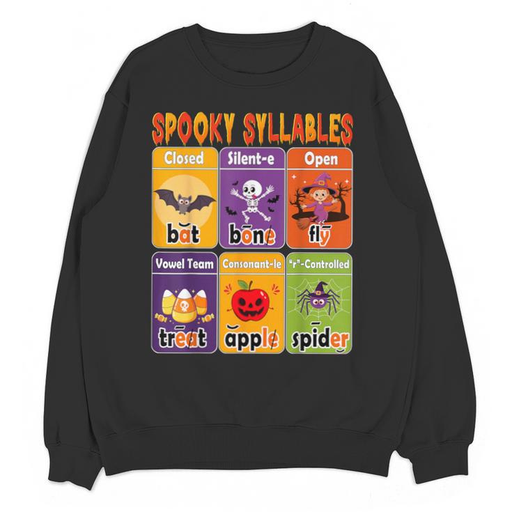 Halloween Spooky Syllable Types Teacher Educational Unisex Sweatshirt