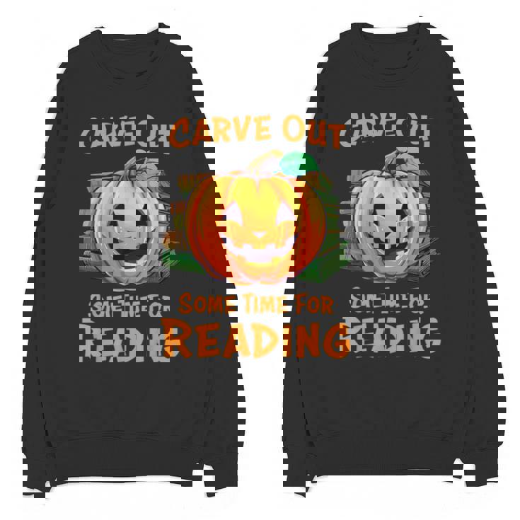 Halloween Teacher Librarian Pumpkin Reading Books Men Women Kids Unisex Sweatshirt