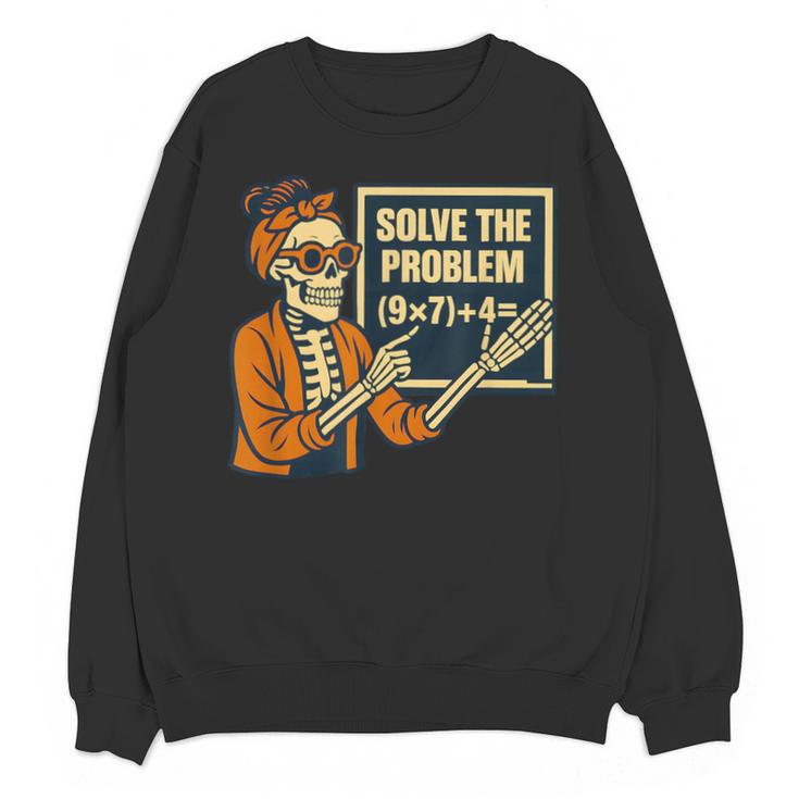 Halloween Teacher Six Seven Meme 6 7 Skeleton Spooky Costume Unisex Sweatshirt
