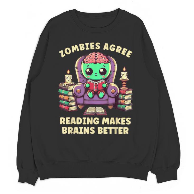 Halloween Teacher Zombie Reading Is Good For Brains Unisex Sweatshirt