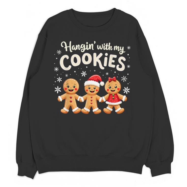 Hangin With My Cookies Gingerbread Christmas Teacher Unisex Sweatshirt
