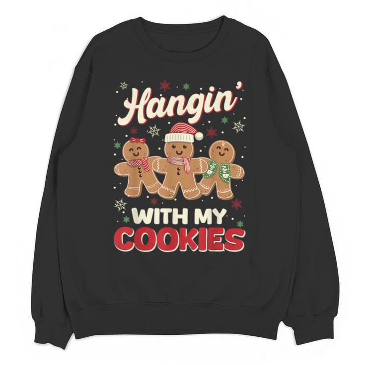 Hangin With My Cookies Gingerbread Man Xmas Teacher Unisex Sweatshirt