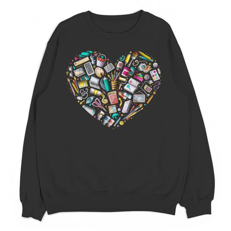 Heart Shape Art Teacher And Painting Sketching Artist Unisex Sweatshirt