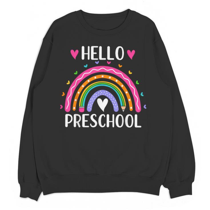Hello Preschool Teacher Student Girls Rainbow Back To School Unisex Sweatshirt