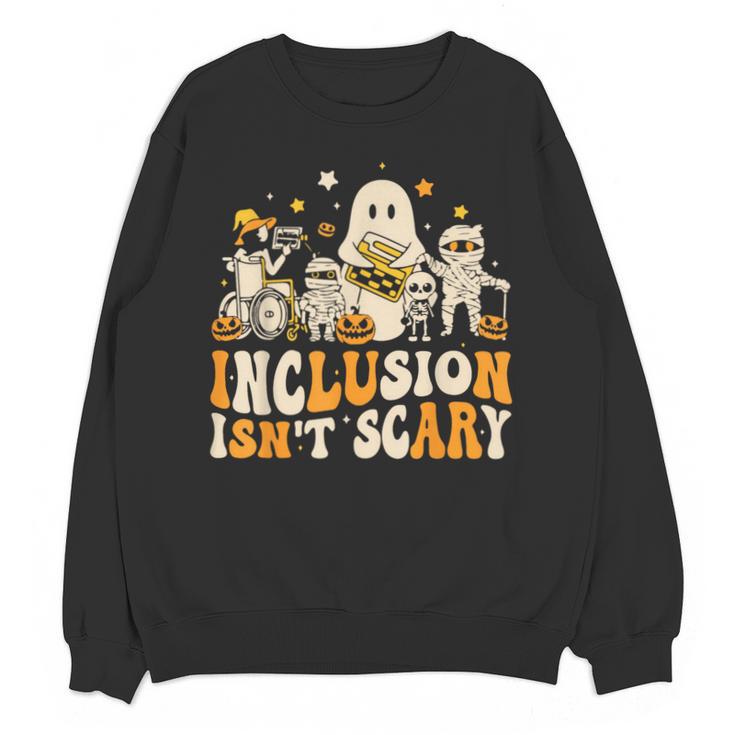 Inclusion Isn't Scary Mummy Boo Ghost Halloween SLP Teacher Unisex Sweatshirt