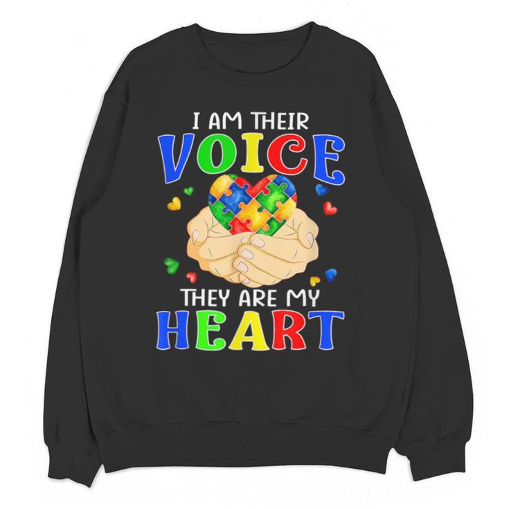 I Am Their Voice They Are My Heart Autism Awareness Teacher Unisex Sweatshirt