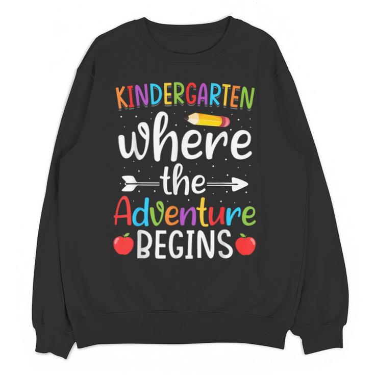Kindergarten Where The Adventure Begins Shirt Children's Teacher Unisex Sweatshirt