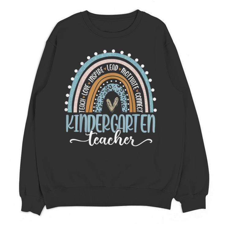Kindergarten Teacher Leopard Boho Rainbow Back To School Unisex Sweatshirt