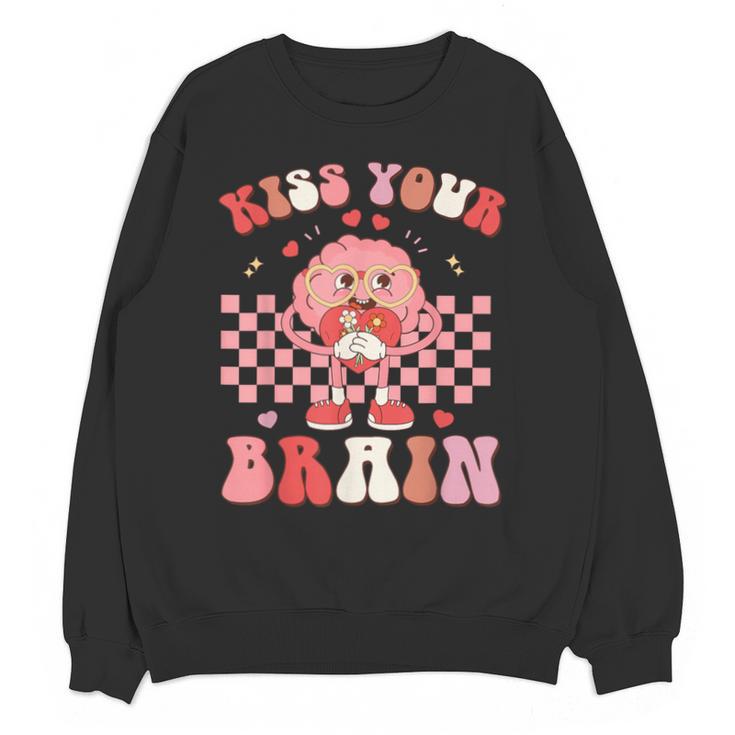 Kiss Your Brain Valentines Test Day Teacher Squad Kids Unisex Sweatshirt