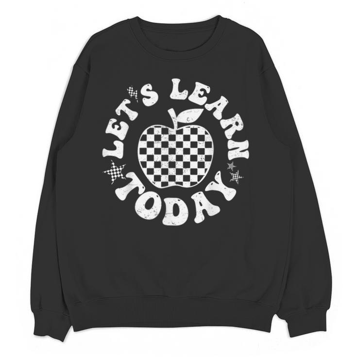 Let's Learn Today Checkered Apple Back To School Teacher Unisex Sweatshirt