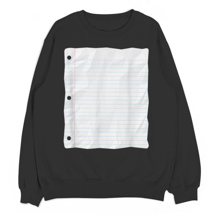Lined Paper Notebook Halloween Costume For Students Teachers For Men Women Kids Unisex Sweatshirt